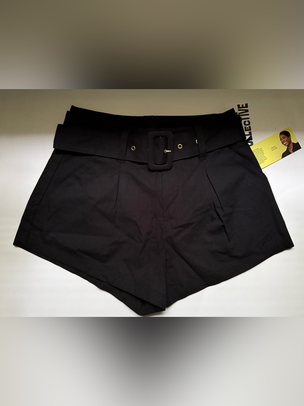 High-Waist Black Belted Women's Shorts